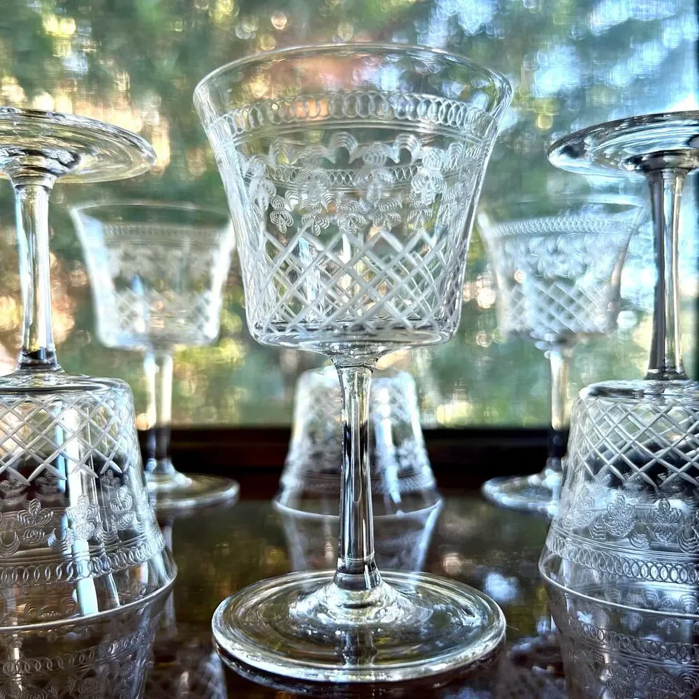 Vintage Pall Mall Lady Hamilton Crystal Liqueur Glasses Set of 6
